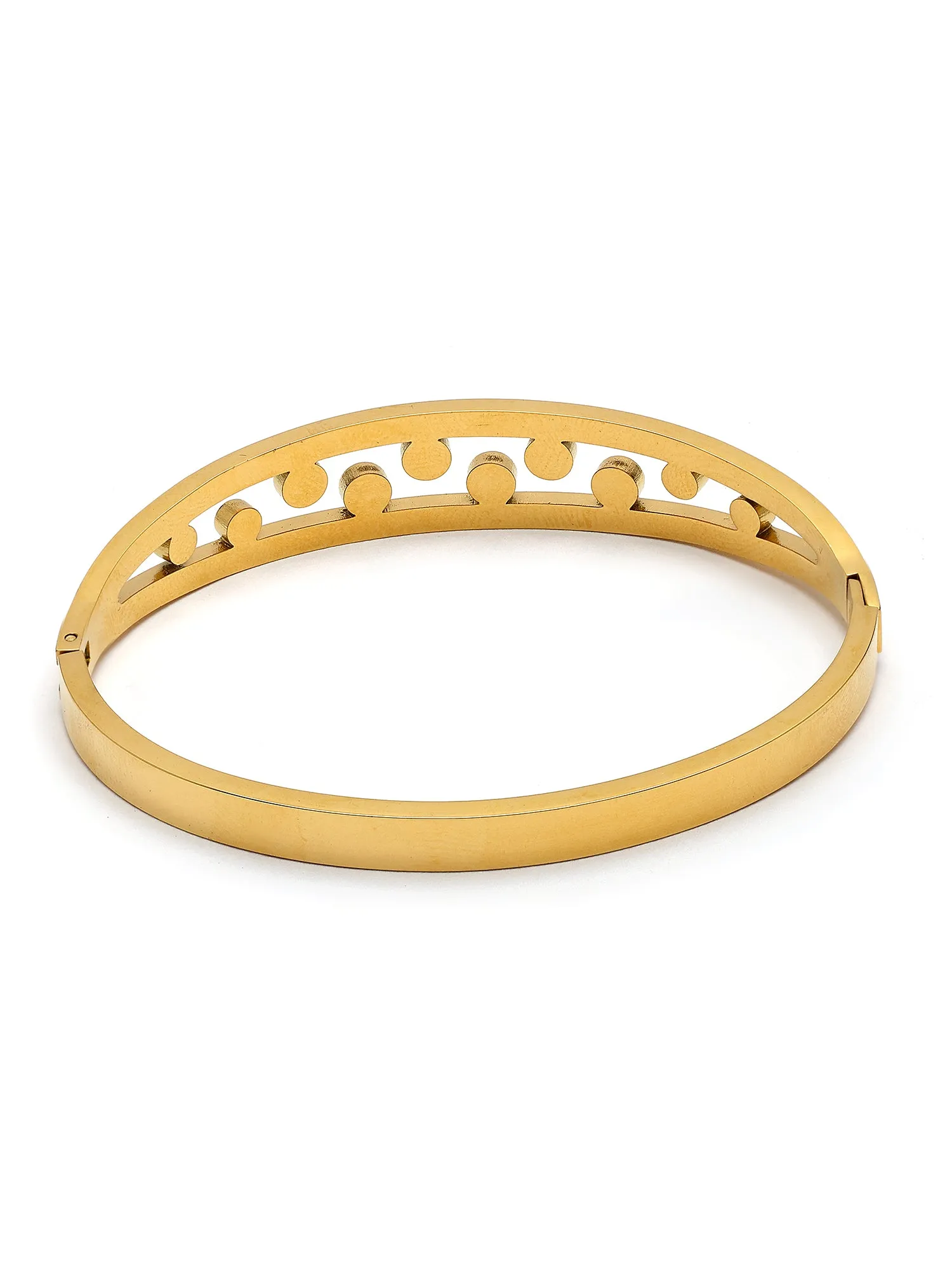 Bohey by KARATCART Gold-Plated Turquoise & Cubic Zirconia Studded Bangle-Style Bracelet for Women
