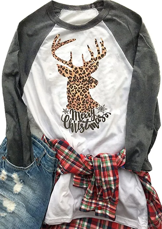 Brand new SUPEYA Women Christmas Deer Print Crew Neck Long Sleeve Pullover Top, Sz 2X!