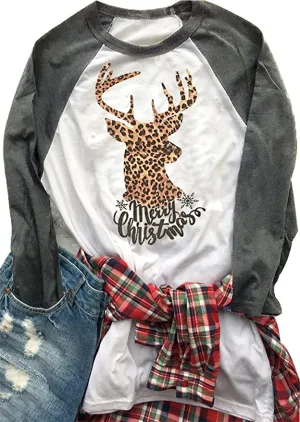 Brand new SUPEYA Women Christmas Deer Print Crew Neck Long Sleeve Pullover Top, Sz 2X!