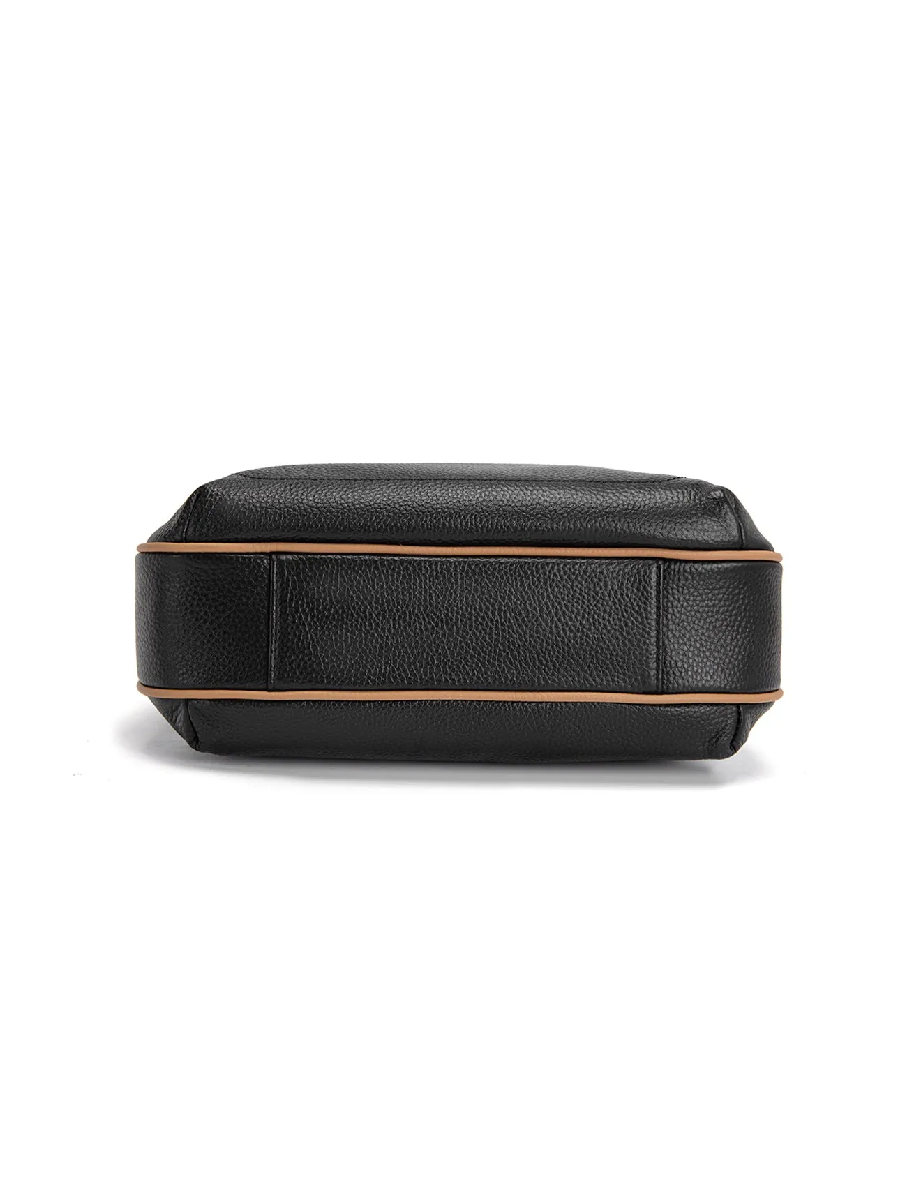 BROOKE TRIPLE COMPARTMENT LEATHER XBODY BAG- E1-0828-BLK/CAM-SALE