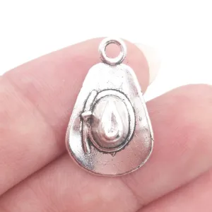 BULK 30 Zinc Alloy Cowboy Cowgirl Hat Charms Western Theme Vintage Silver Plated Pendant for Bracelet 13*20mm 1.4g
