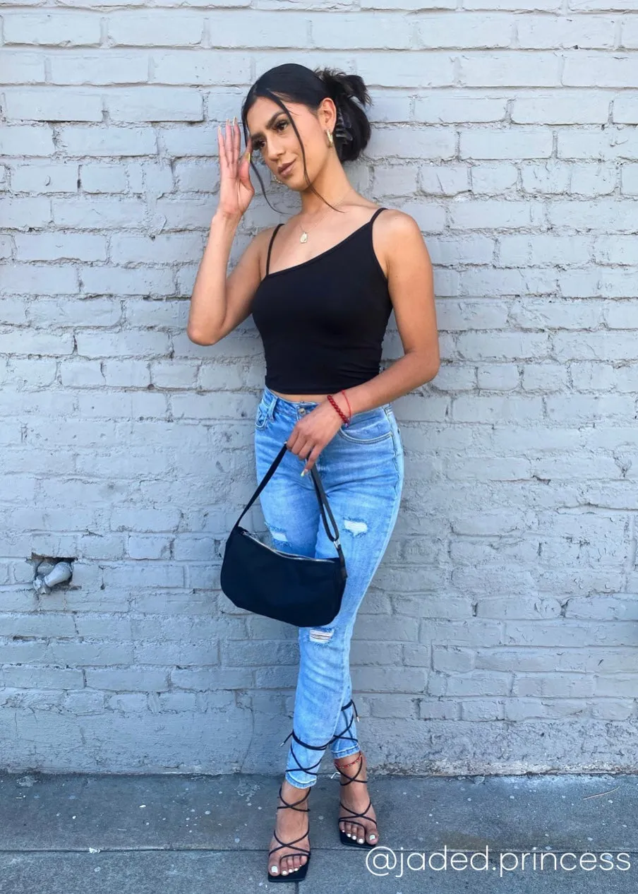 Cally Asymmetrical Cami Top - Black
