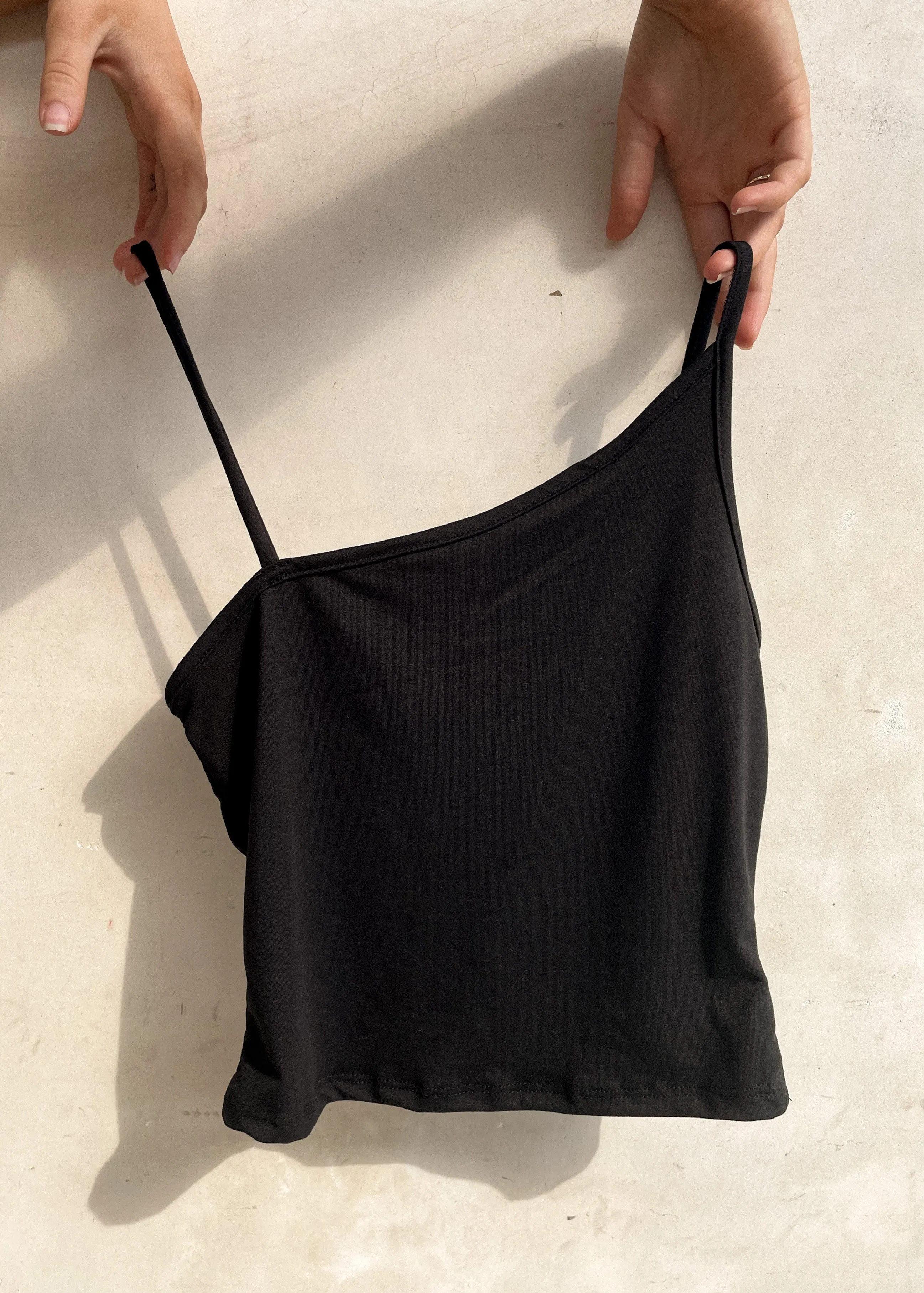 Cally Asymmetrical Cami Top - Black