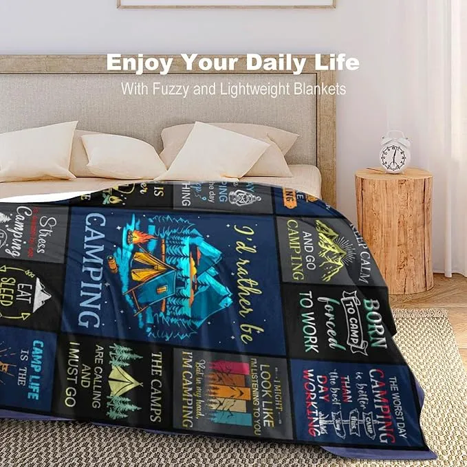 Camping Blanket Gifts for Men Woman Couples,Soft Cozy Camping Blankets and Throws RV Travel Hiking Bed Sofa,Cool Camper Gifts for Camping Lovers Campsite Outdoors 50"X40"