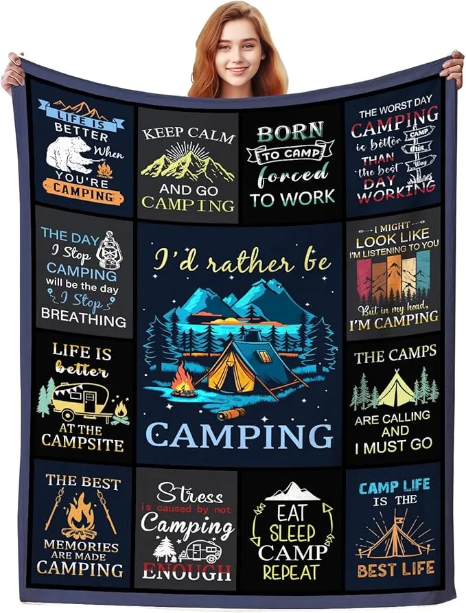 Camping Blanket Gifts for Men Woman Couples,Soft Cozy Camping Blankets and Throws RV Travel Hiking Bed Sofa,Cool Camper Gifts for Camping Lovers Campsite Outdoors 50"X40"