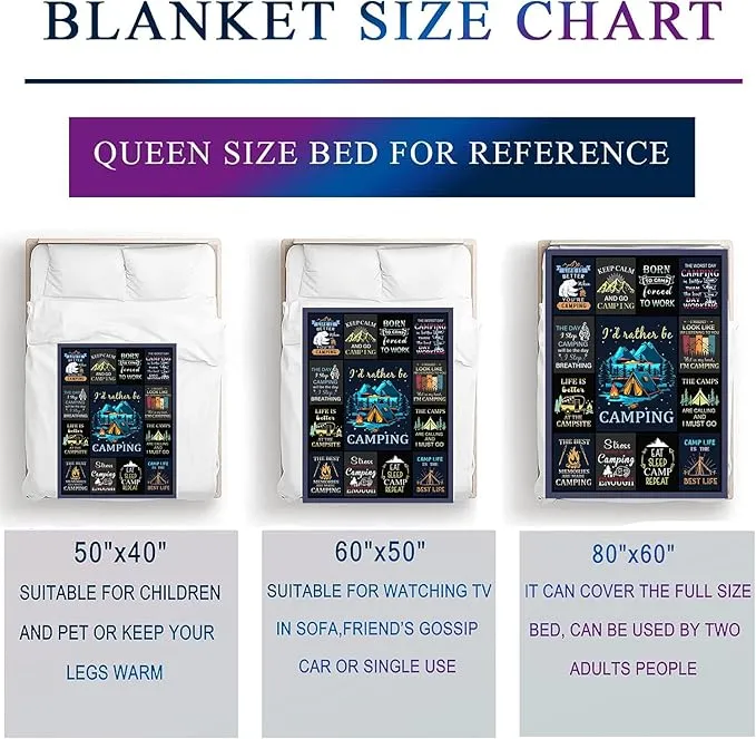 Camping Blanket Gifts for Men Woman Couples,Soft Cozy Camping Blankets and Throws RV Travel Hiking Bed Sofa,Cool Camper Gifts for Camping Lovers Campsite Outdoors 50"X40"