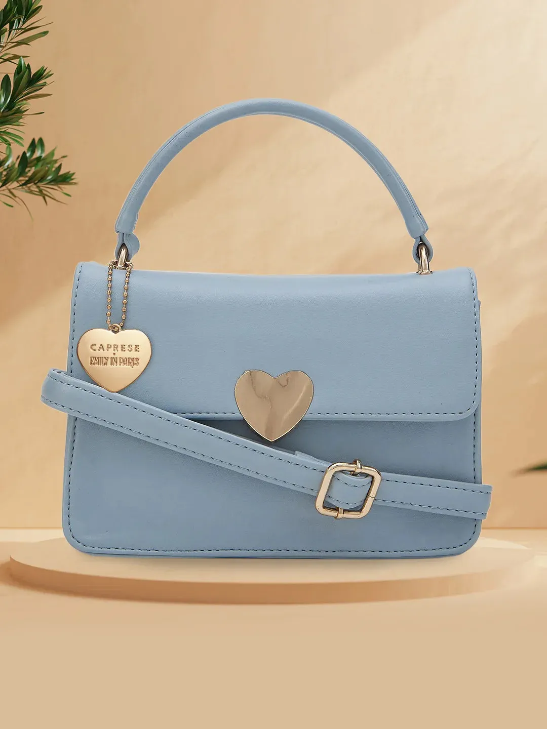 Caprese Emily In Paris Printed Medium Soft Blue Sling Bag