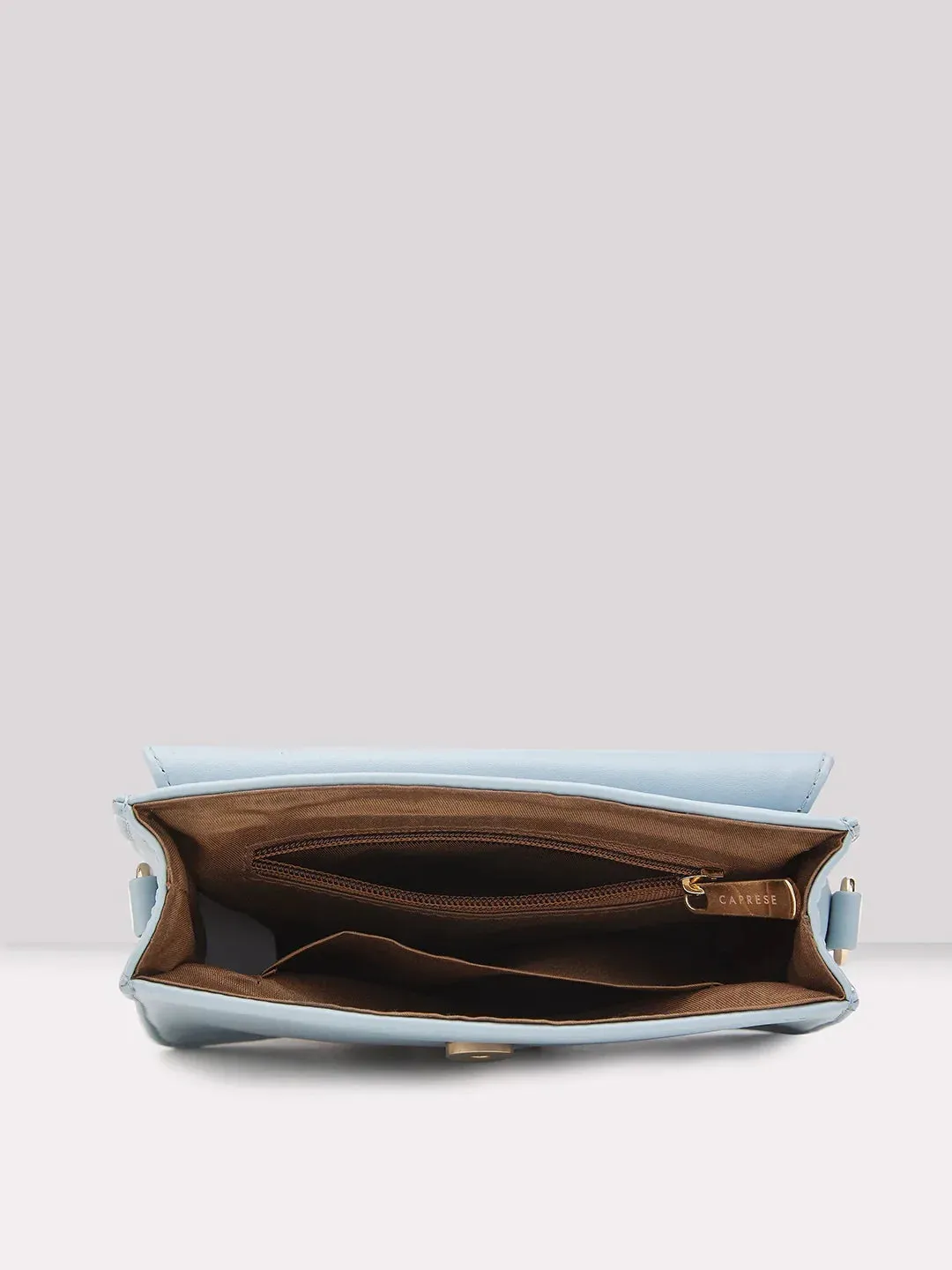 Caprese Emily In Paris Printed Medium Soft Blue Sling Bag