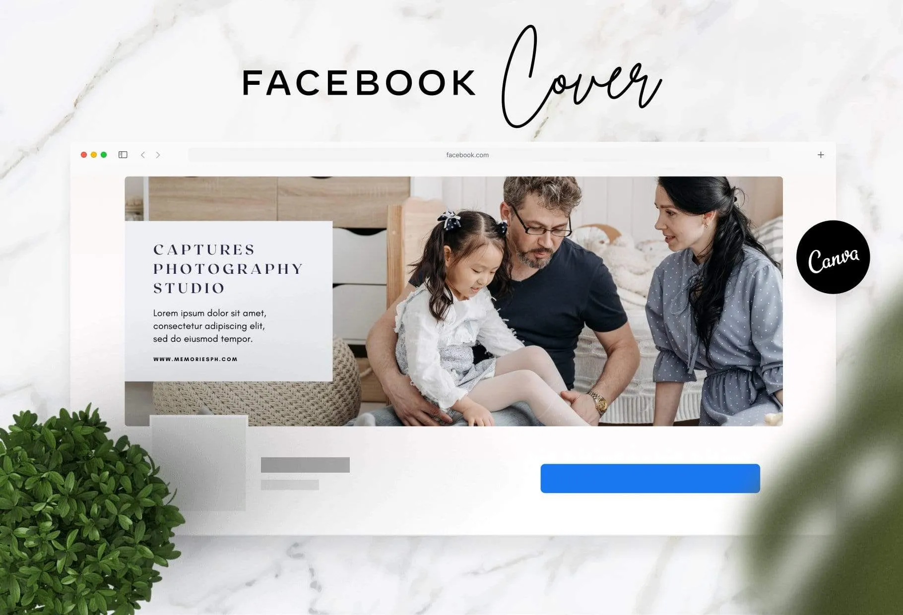 Capture Facebook Cover for Photographers Editable Canva Template