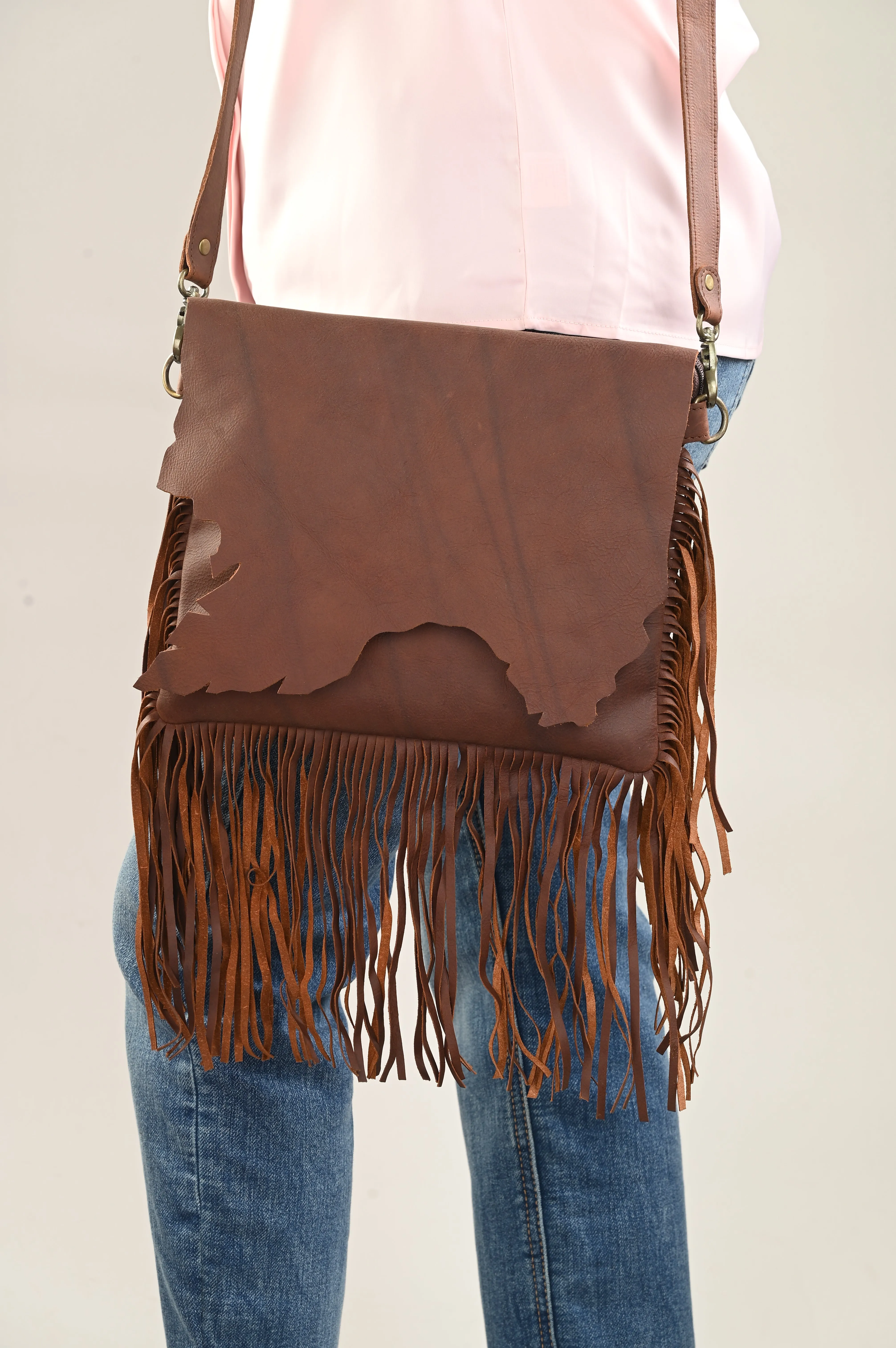 Carlo Romano By Wasan Tan color Stylish & Functional Accessory Premium Vegan Leather with tassel Hand Bags For Women