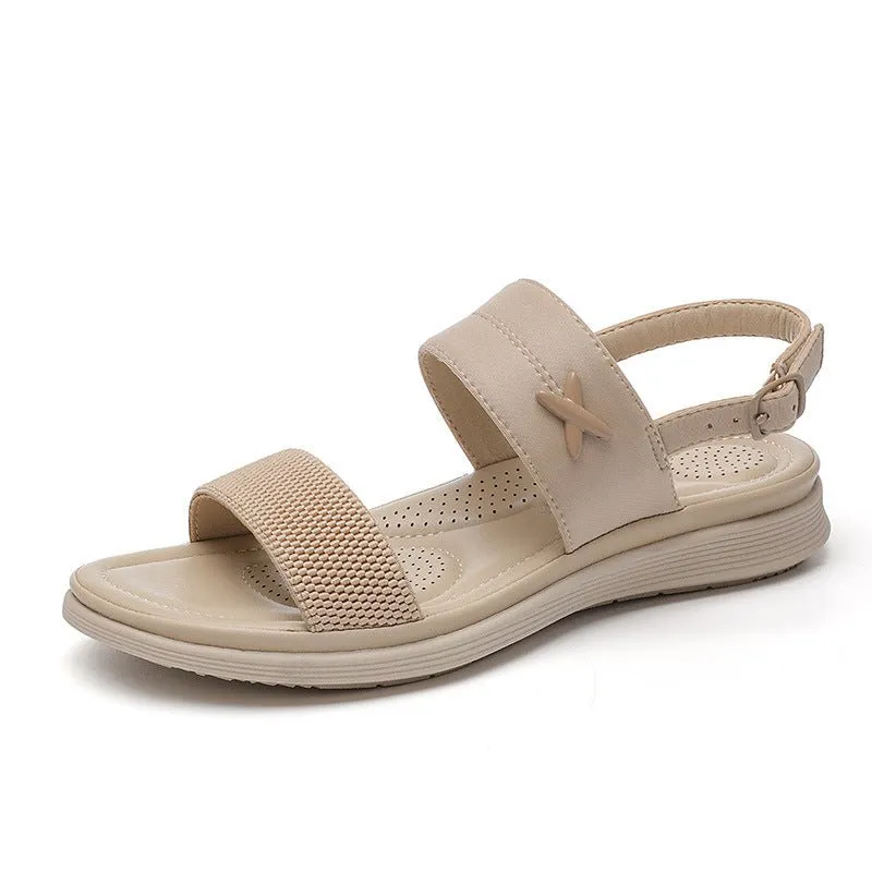 Casual Double Strap Ankle Sandals with Buckle Closure