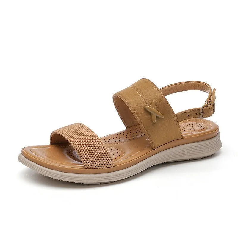 Casual Double Strap Ankle Sandals with Buckle Closure
