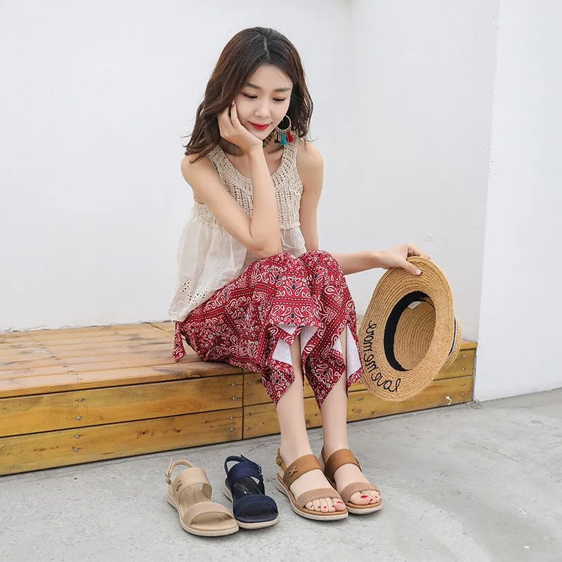 Casual Double Strap Ankle Sandals with Buckle Closure