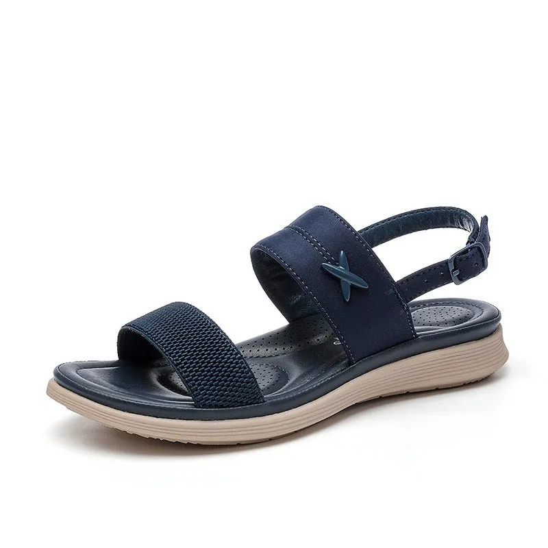 Casual Double Strap Ankle Sandals with Buckle Closure