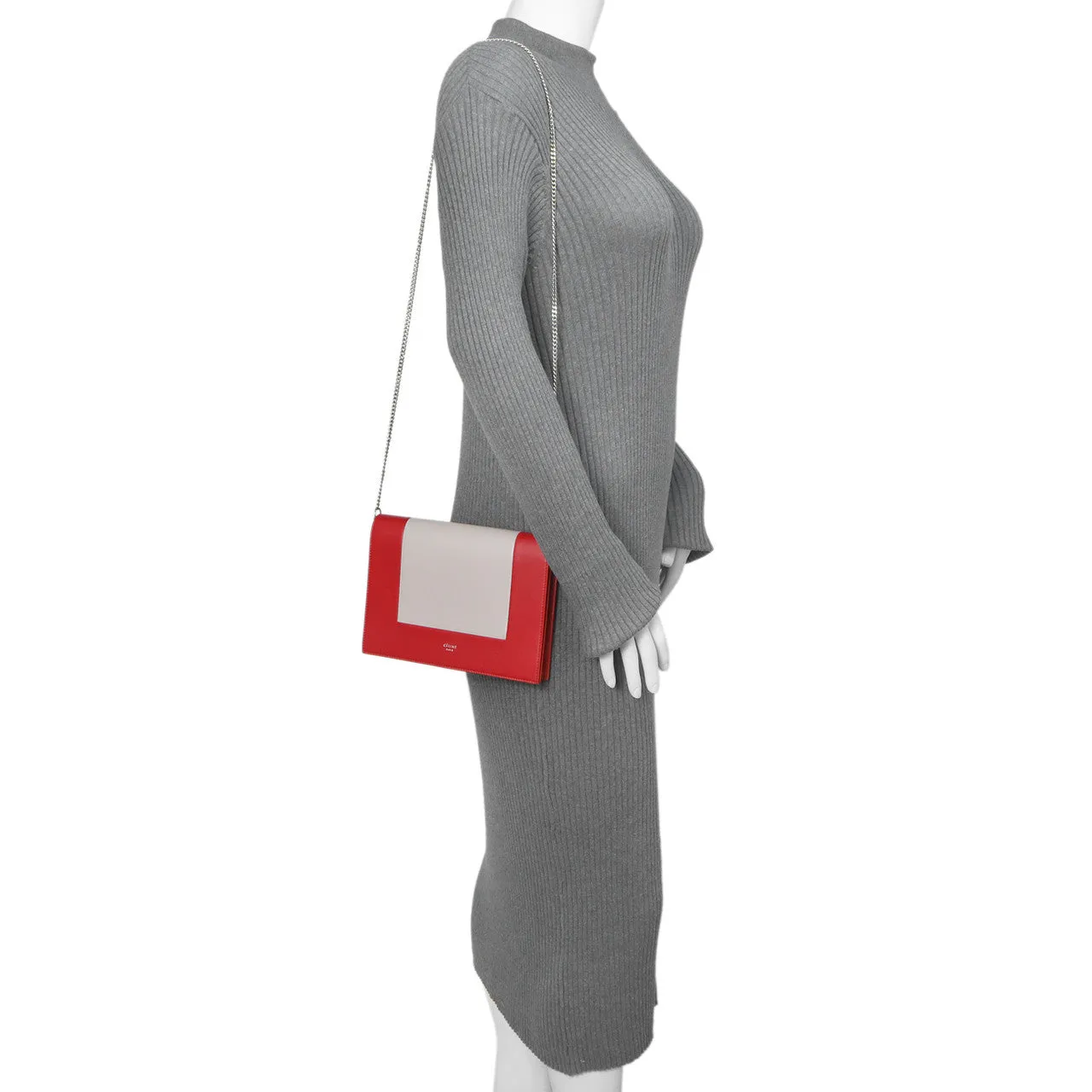 Celine Lambskin Frame Evening Chain Clutch