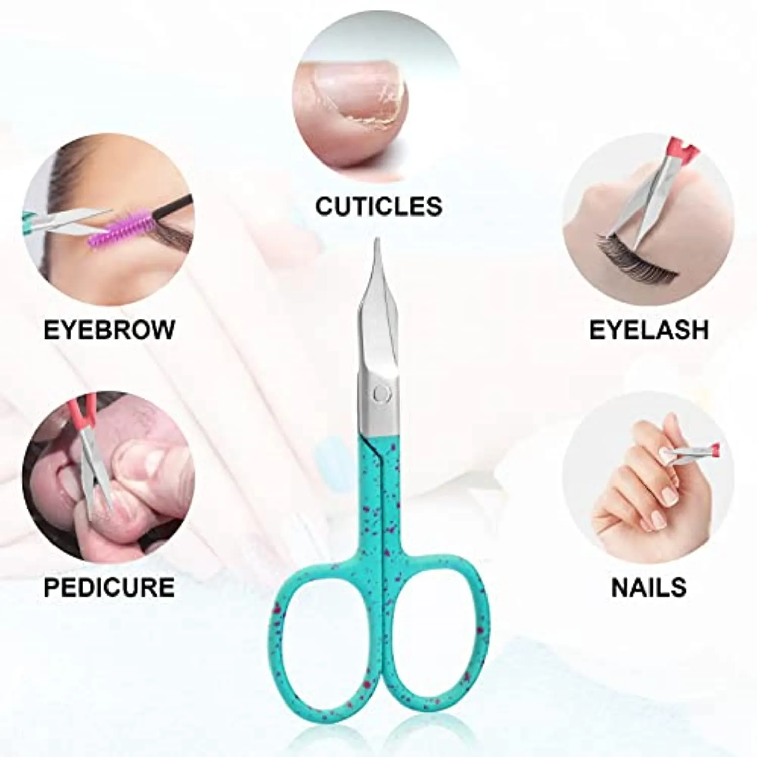 CGBE Premium Manicure Nail Scissors Multi-purpose Stainless Steel Cuticle Pedicure Beauty Grooming Kit for Eyebrow, Eyelash, Dry Skin Straight Blade (Blue)