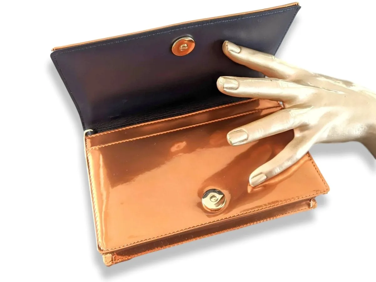 Christian Dior Purple Orange Metallic Calfskin Micro-Cannage DIORAMA POUCH 19 cm Pochette Flap Bag WOC New!