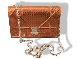 Christian Dior Purple Orange Metallic Calfskin Micro-Cannage DIORAMA POUCH 19 cm Pochette Flap Bag WOC New!