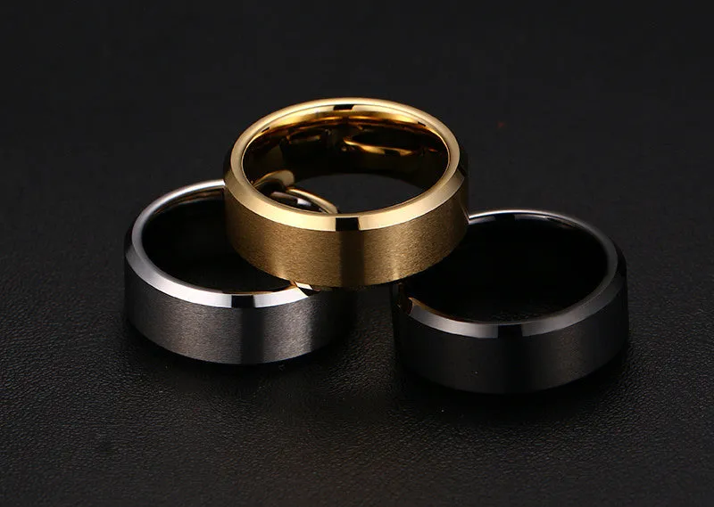 Classic Black Bevel Edge Tungsten Ring
