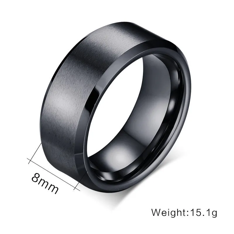 Classic Black Bevel Edge Tungsten Ring