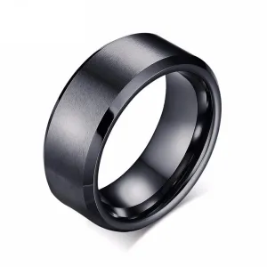 Classic Black Bevel Edge Tungsten Ring