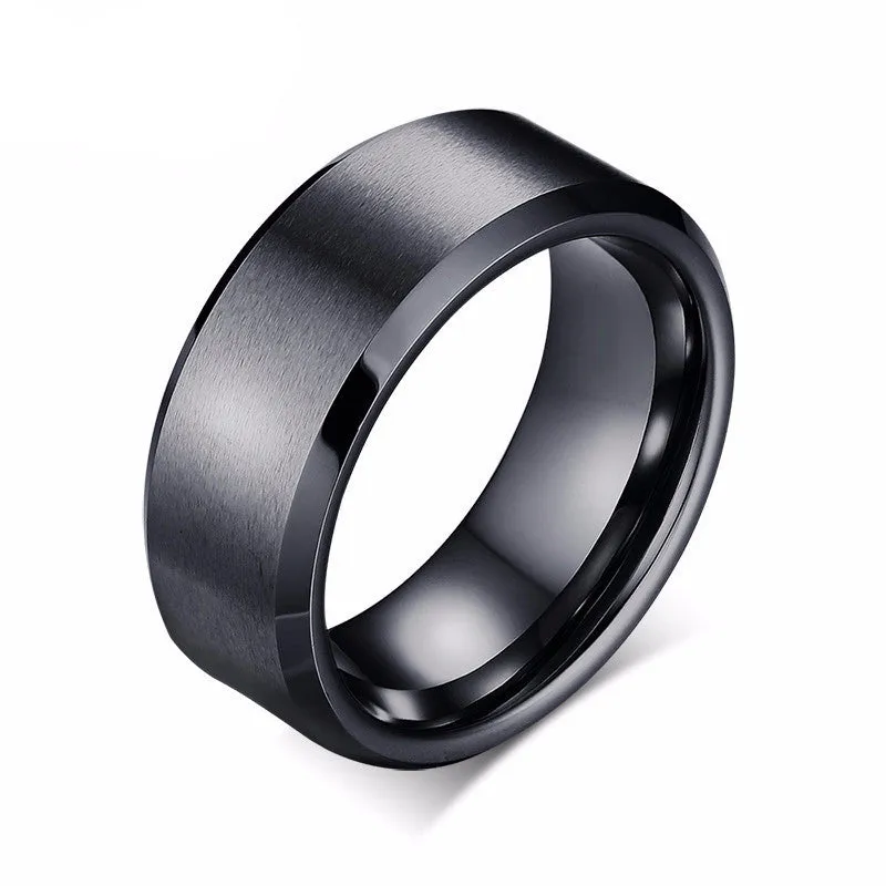 Classic Black Bevel Edge Tungsten Ring