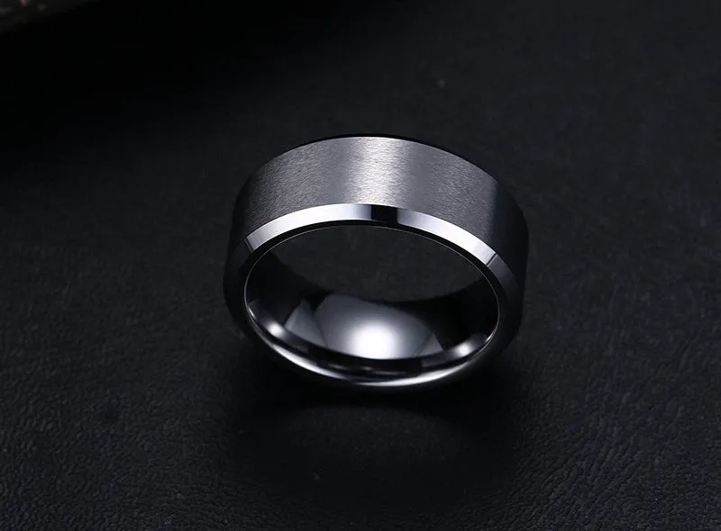 Classic Black Bevel Edge Tungsten Ring