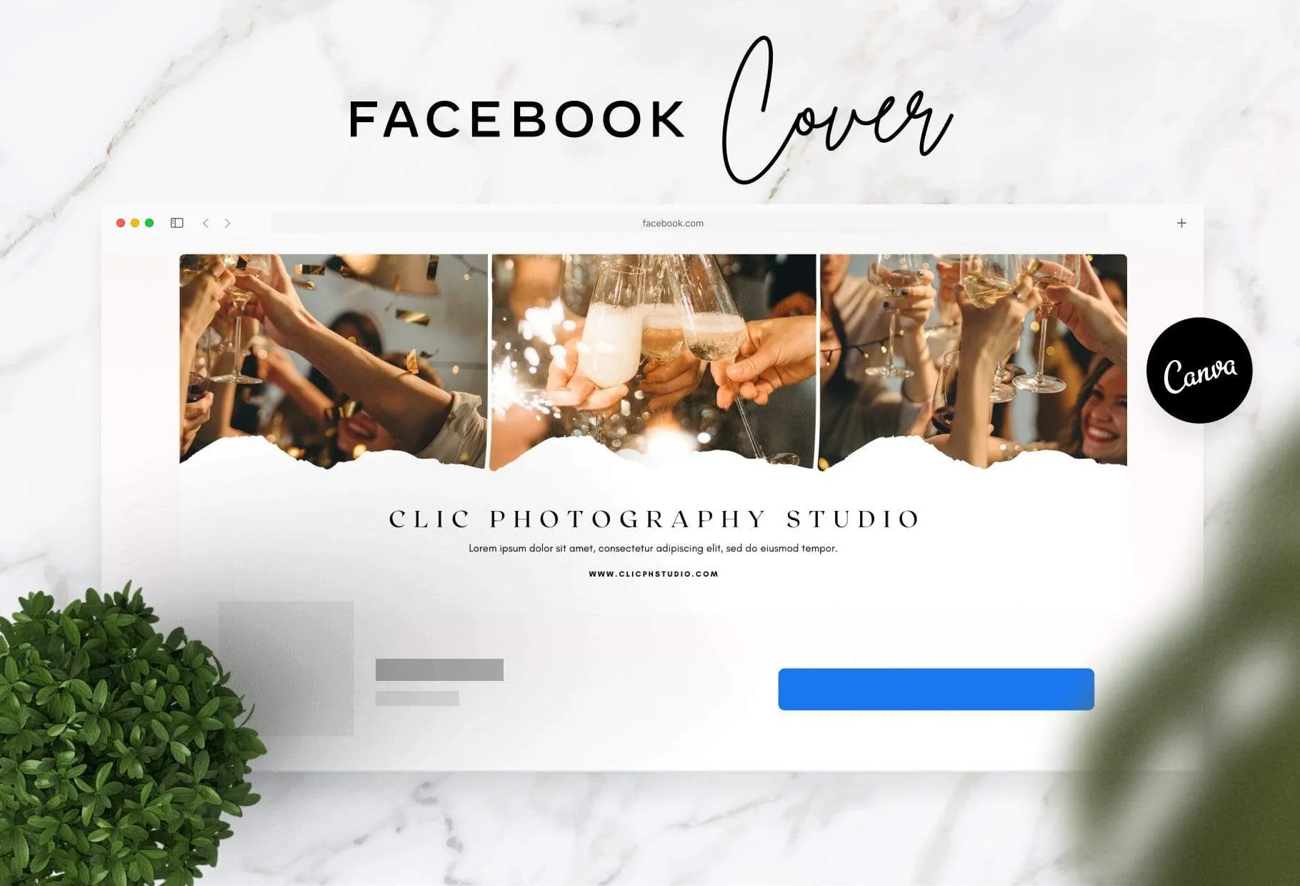 Clic Facebook Cover for Photographers Editable Canva Template