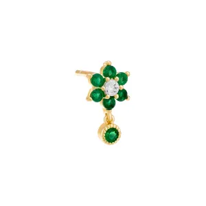 Colored Flower X Dangling Bezel Stud Earring