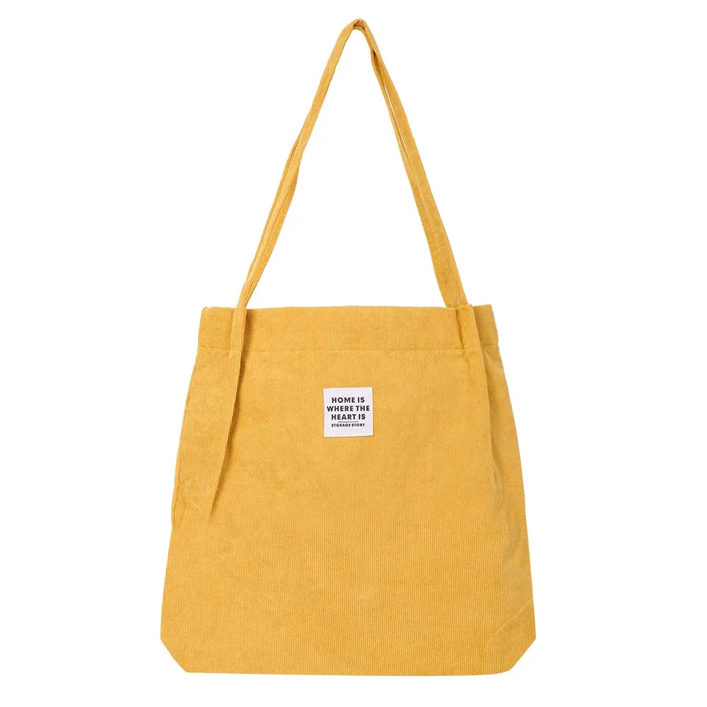 Corduroy Bag for Women Shopper Handbags Environmental Storage