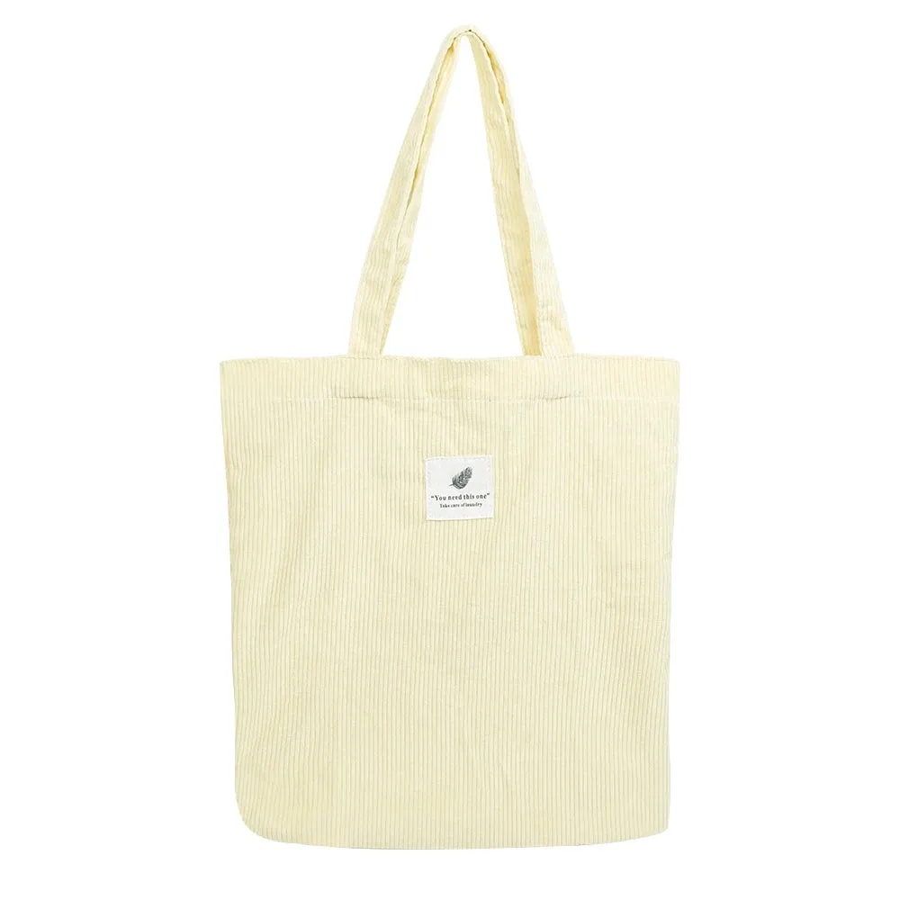 Corduroy Bag for Women Shopper Handbags Environmental Storage