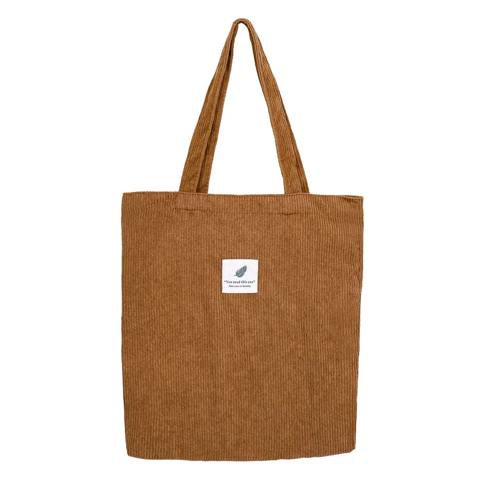 Corduroy Bag for Women Shopper Handbags Environmental Storage