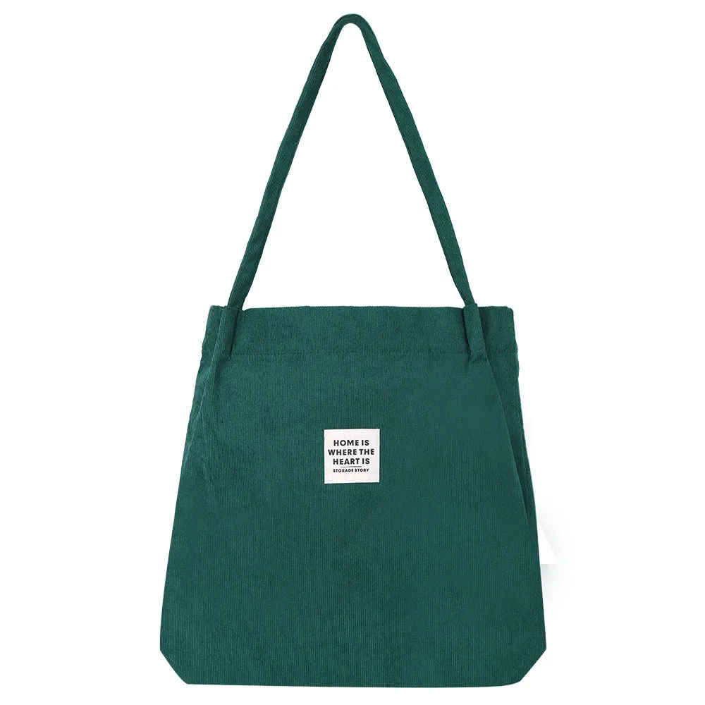 Corduroy Bag for Women Shopper Handbags Environmental Storage