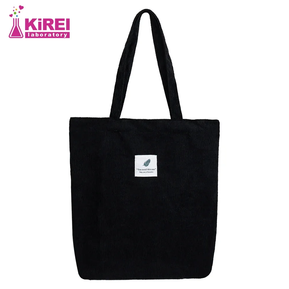 Corduroy Bag for Women Shopper Handbags Environmental Storage