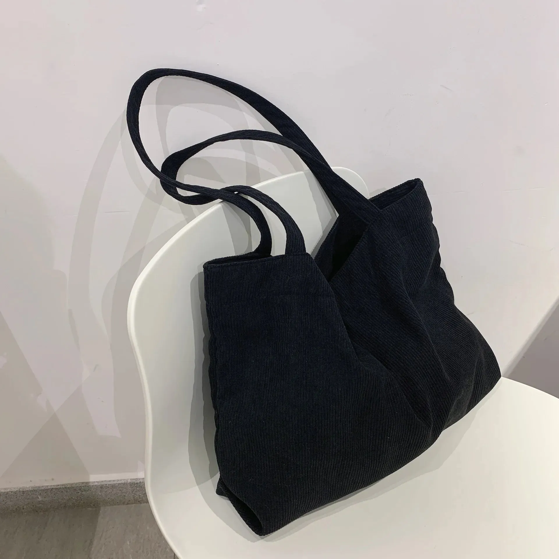 Corduroy Bag for Women Shopper Handbags Environmental Storage