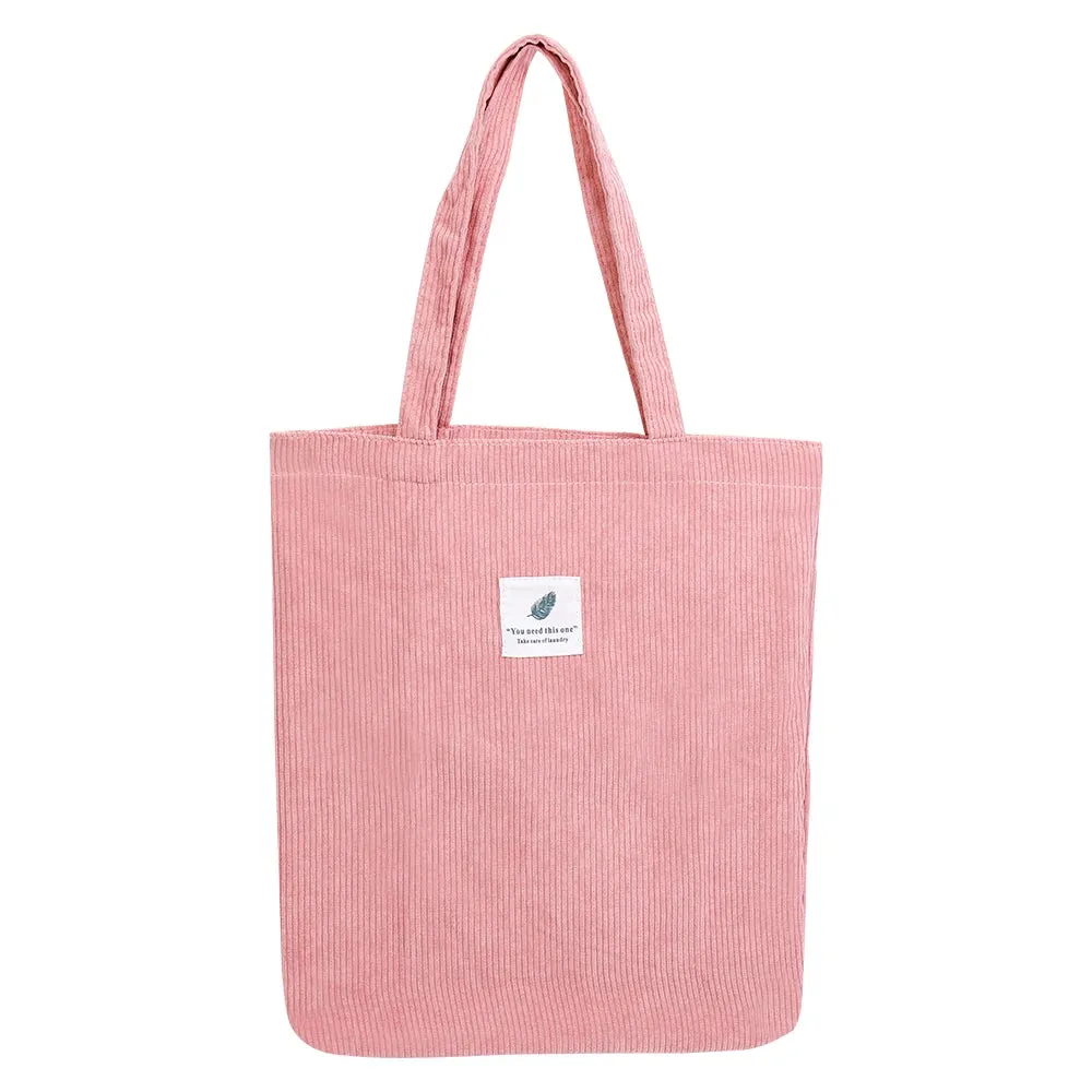 Corduroy Bag for Women Shopper Handbags Environmental Storage