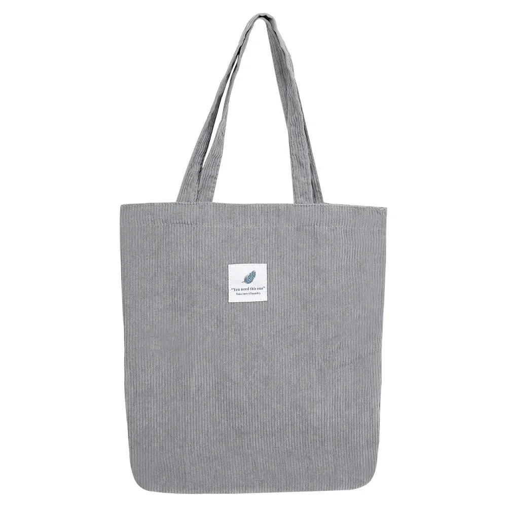 Corduroy Bag for Women Shopper Handbags Environmental Storage