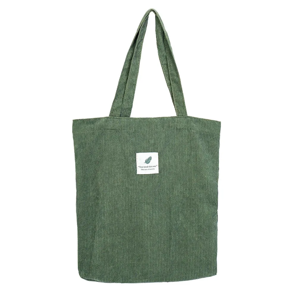 Corduroy Bag for Women Shopper Handbags Environmental Storage