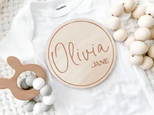 Custom Birth Announcement Stat Disc - Oliva Outline