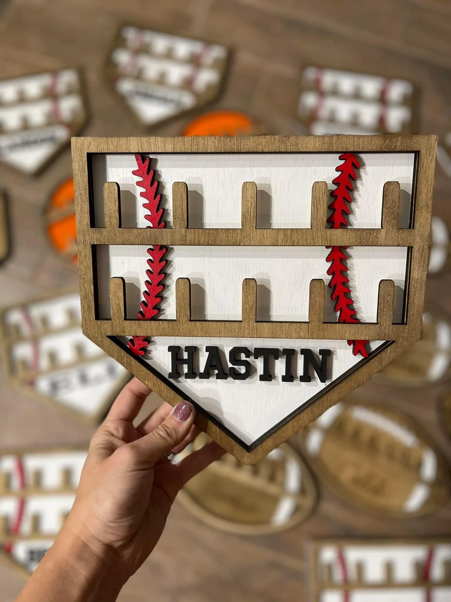 Custom Sports Ring Holder – Personalized Ring Display for Football, Baseball, Cheer, Softball, & Basketball