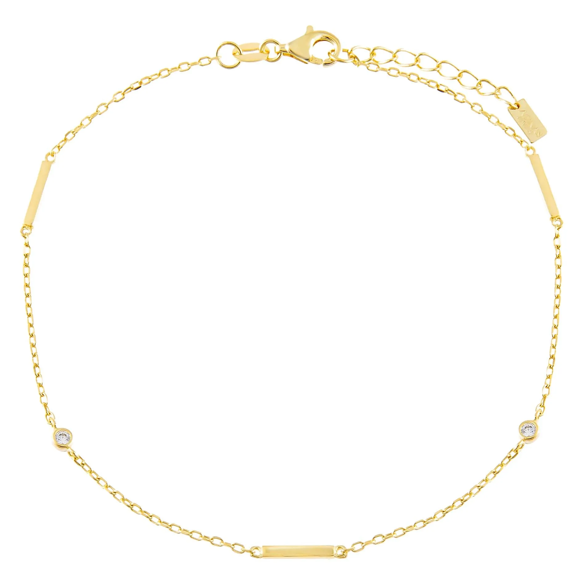 CZ Bezel Bar Anklet