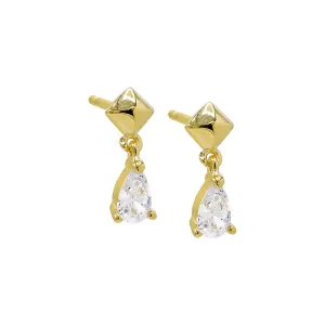 Dangling CZ Teardrop Stud Earring