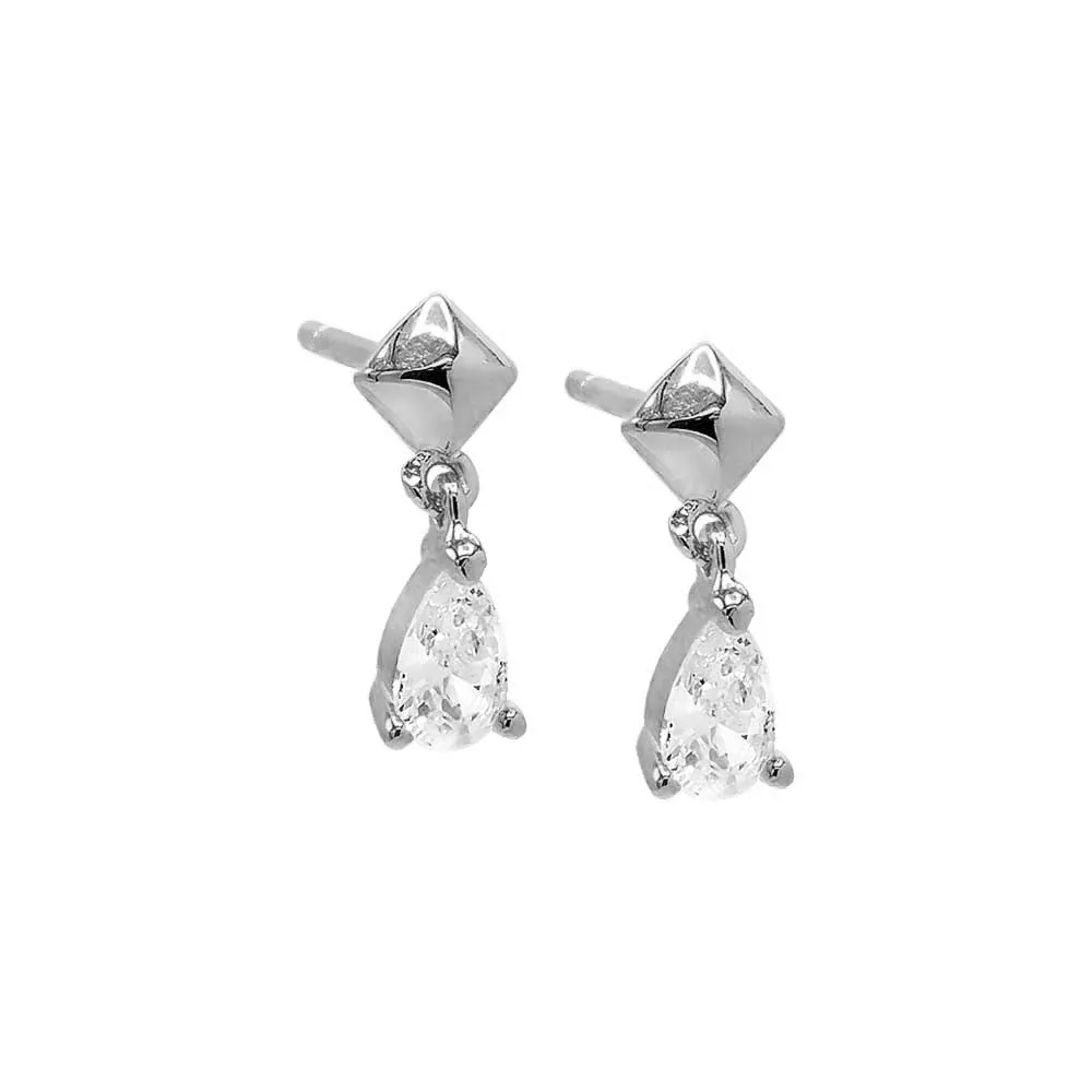 Dangling CZ Teardrop Stud Earring