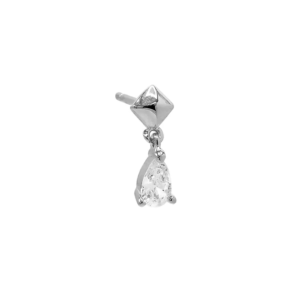 Dangling CZ Teardrop Stud Earring