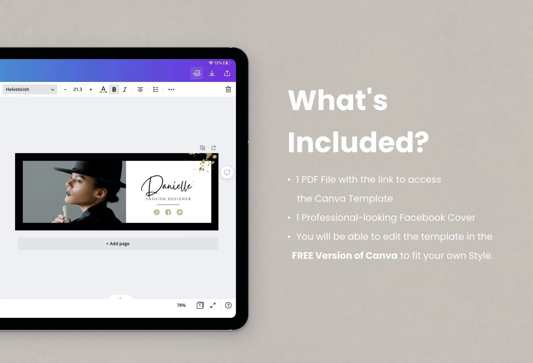 Danielle Facebook Cover Canva Template