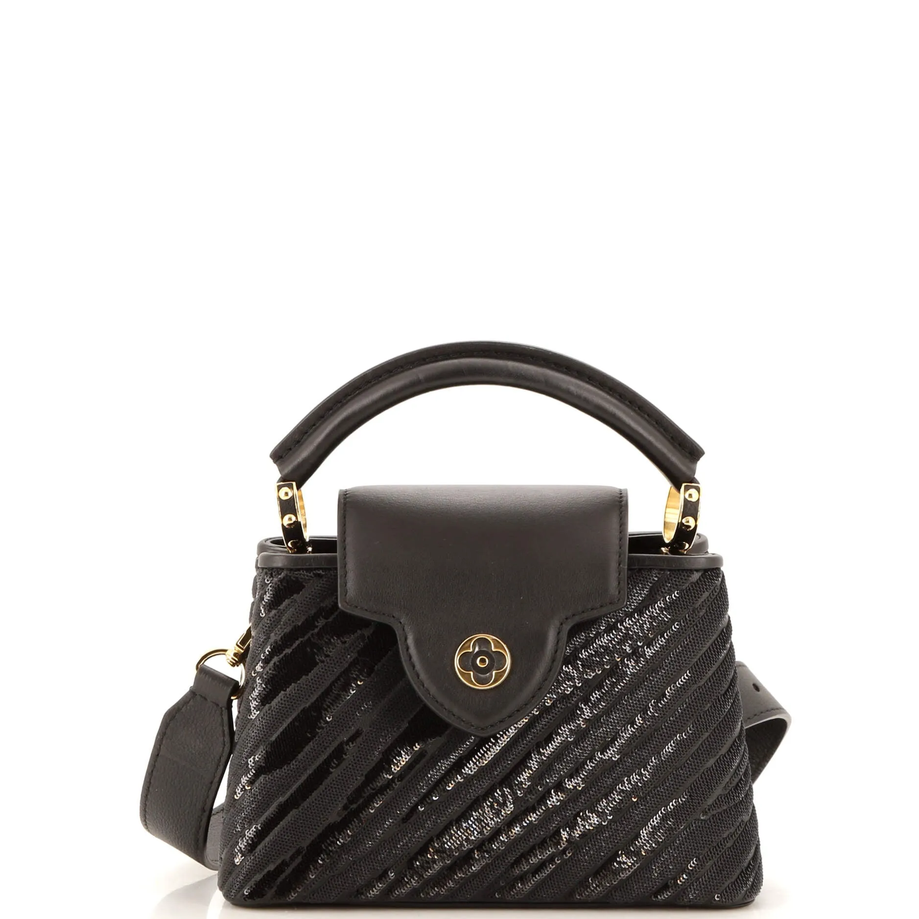 Designer Capucines Bag Sequins with Leather Mini