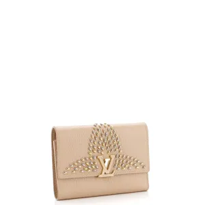 Designer Capucines Wallet Leather with Embellished Detail Compact