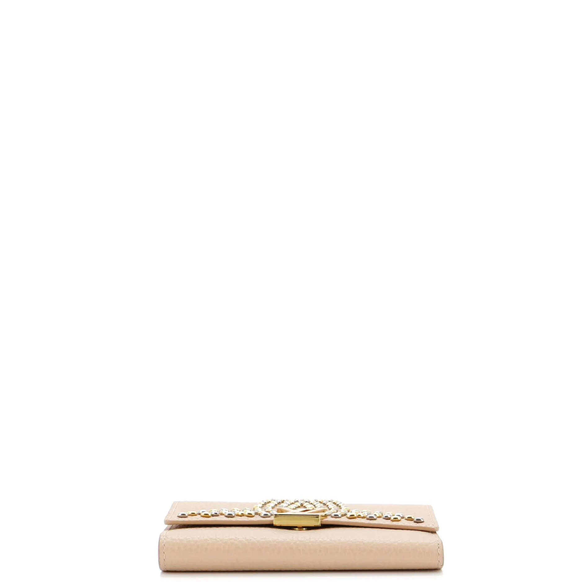 Designer Capucines Wallet Leather with Embellished Detail Compact