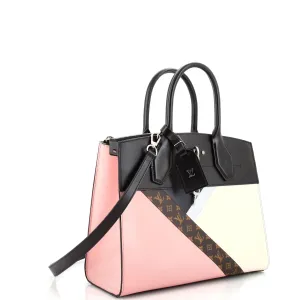 Designer City Steamer Handbag Leather with Monogram Canvas MM