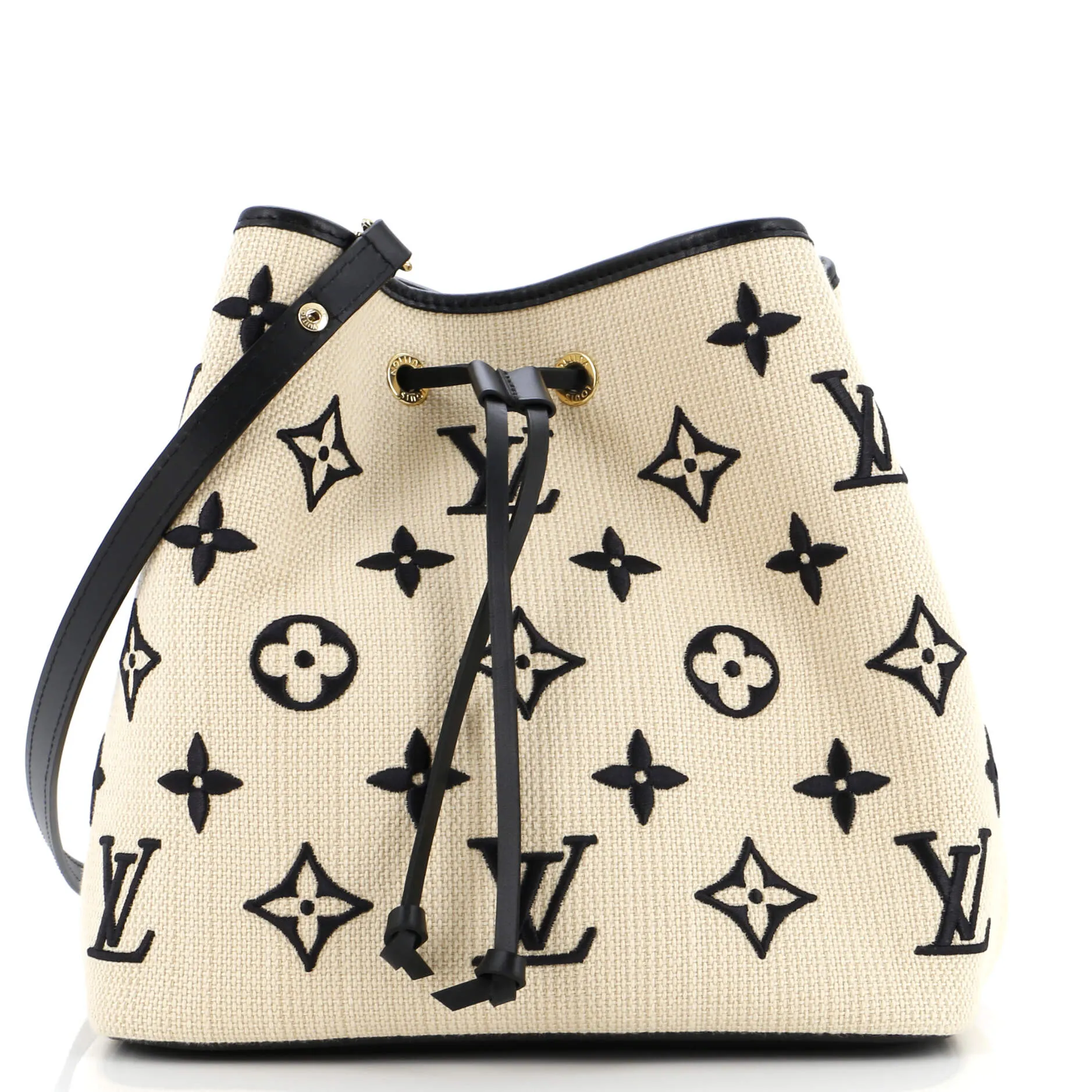 Designer NeoNoe Handbag Monogram Giant Embroidered Cotton MM